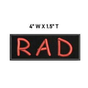Rad Patch/Iron-on Patch/Retro 80s Vintage Throwback/Surf Gear/Embroidered Sew-on Applique for Clothing Vest/Jacket Backpack Hats Salsa