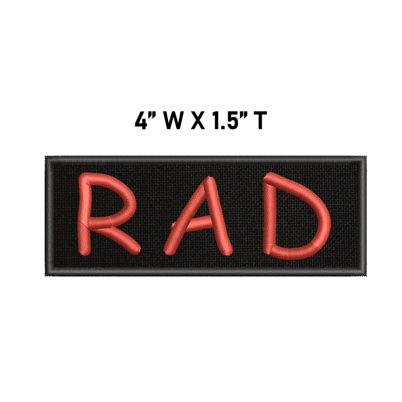 Rad Patch/Iron-on Patch/Retro 80s Vintage Throwback/Surf Gear/Embroidered Sew-on Applique for Clothing Vest/Jacket Backpack Hats Salsa