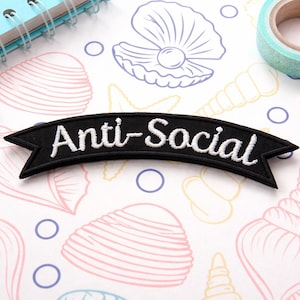 Parche antisocial/parche termoadhesivo/humor sarcástico e introvertido y frases divertidas/aplicación bordada para coser en ropa, chalecos, chaquetas y mochilas