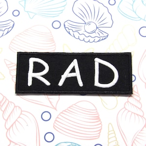 Rad Patch 4&quot; Embroidered Iron-on/Sew-on Applique for Jacket Clothes Backpack Retro 80s Patch Skate & Surf Gear Vintage Throwback Patch