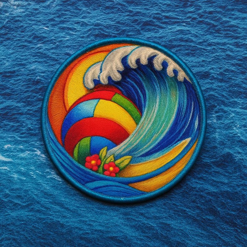 Beach Volleyball Ocean Waves Patch – Iron-on Applique Badge for ...
