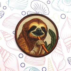 Sloth Patch Iron-on/Sew-on Applique for Vest Jacket Denim Clothing, Custom Decorative Emblem, Travel Souvenir, Wild Animal Nature Outdoor