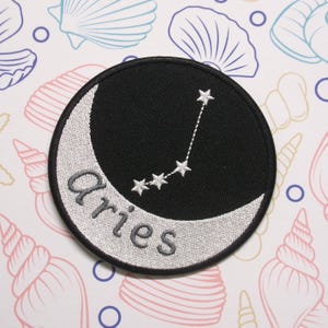 Aries Zodiac Sign Constellation Patch Embroidered Iron-On/Sew-on Applique for Vest Jacket Clothing Backpack, Horoscope, Astrology Sign