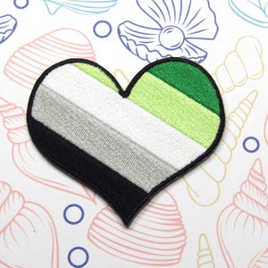 Aromantic Heart Patch -  Embroidered Iron-on/Sew-on Applique for Jacket. for Clothing, for Backpack, Gay Rights, Equal Rights, LGBTQ Patch