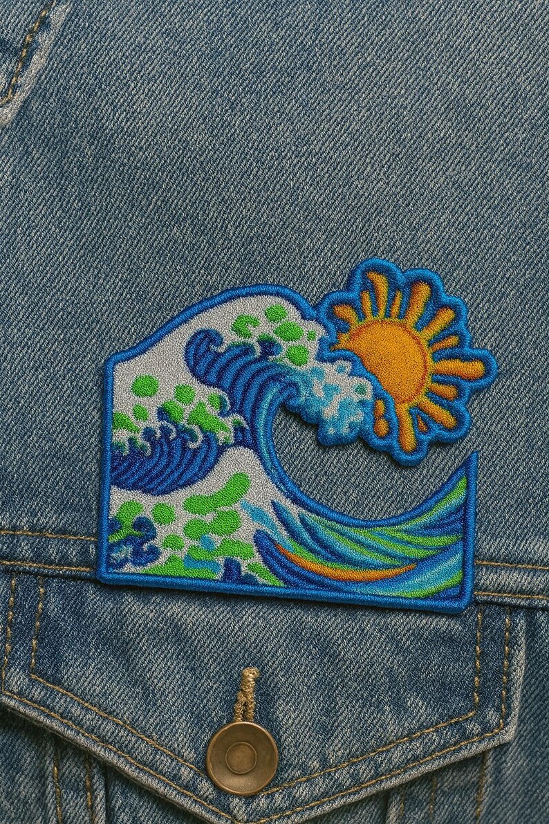 Ocean Waves Patch Iron-on for Backpacks, Jackets & Coastal Apparel, Sea ...