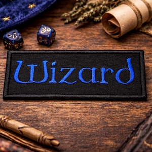 Wizard Patch/Iron-on Patch/Geeks and Gamers/Character Classes/D&D/Tabletop Gaming/Embroidered Sew-on Applique for Clothing Hats Backpack