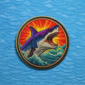 Jaws Inspired Great White Shark-patch – Ocean Predator-appliqué opstrijkbare badge voor rugzakken en jassen, Marine Lovers, Carcharodon Carcharias