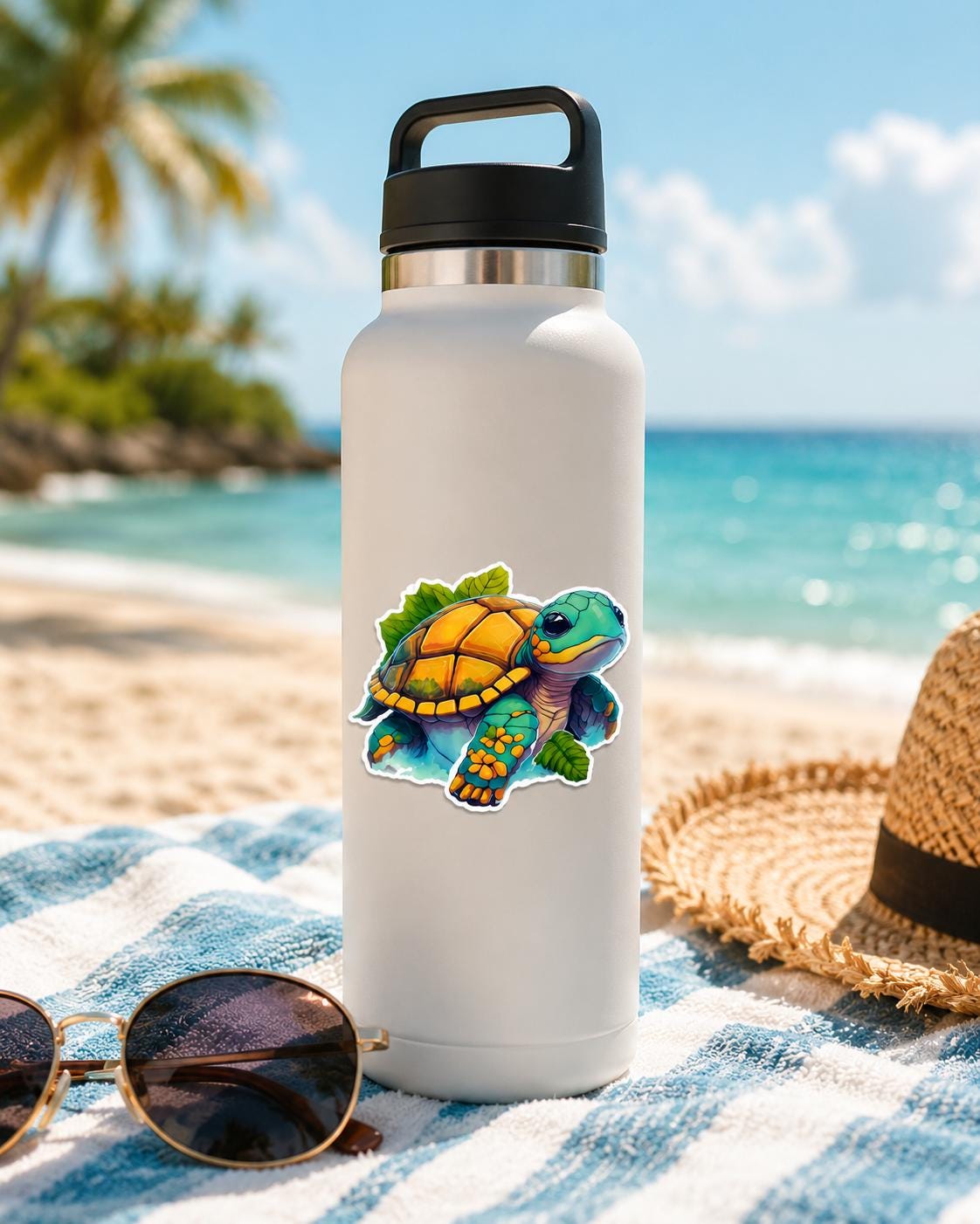 Cute Sea Turtle Sticker Decal, Waterproof Vinyl Beach Animal Sticker ...