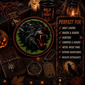 Undead Wolf Patch/Iron-on Patch/Halloween Costume Decor/Horror Badge/Zombie Animal/Gothic/Sew-on Applique for Clothing Vest/Jacket Hat Bags