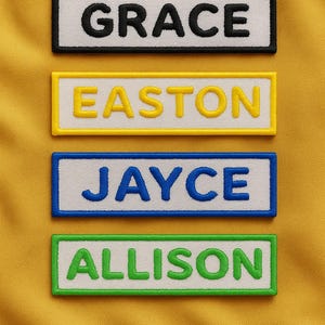 Custom Embroidered Name Patch – Personalized Text Patches | Colorful Name Patch Iron-On or Sew-On | For Clothes, Uniforms, Bags