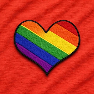 Gay Pride Heart Patch/Iron-On Patch/Love is Love/Gay Rights/Equal Rights/LGBTQ Gift/Embroidered Sew-On Applique for Clothing Vest/Jacket
