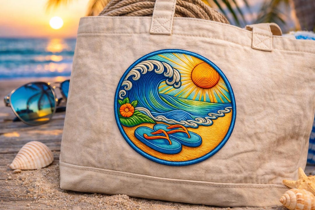 Ocean Waves Patch/iron-on Patch/travel Souvenir/coconut Girl & Fun ...