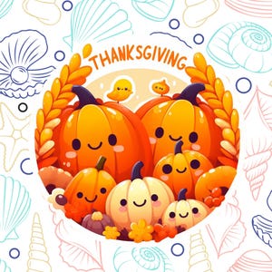 Thanksgiving Sticker Decal, Cute Waterproof Vinyl Sticker, Water Bottle Laptop Decal, Holiday, Kids Craft, Pumpkin, Fall Festival, Autumn