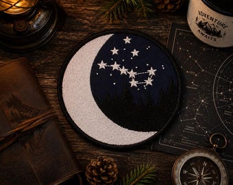 Big Dipper Patch/Iron-On Patch/Starry Night Moon/NASA Astronomy Constellations Stars Planets Space/Embroidered Sew-On Applique Clothing Hats