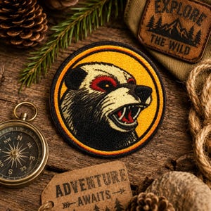 Honey Badger Patch/Iron-on Patch/Wild Animal Badge/Nature & Outdoor/Wildlife/Parks/Forest/Sew-on Applique for Clothing Vest/Jacket Backpack