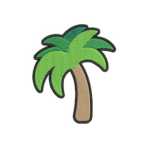 Palm Tree Patch - 3.5&quot; x 3&quot; Embroidered Iron-On/Sew-on Applique for Vest Jacket Clothing Backpack Tote Bag, Beach Life, Vacation Souvenir