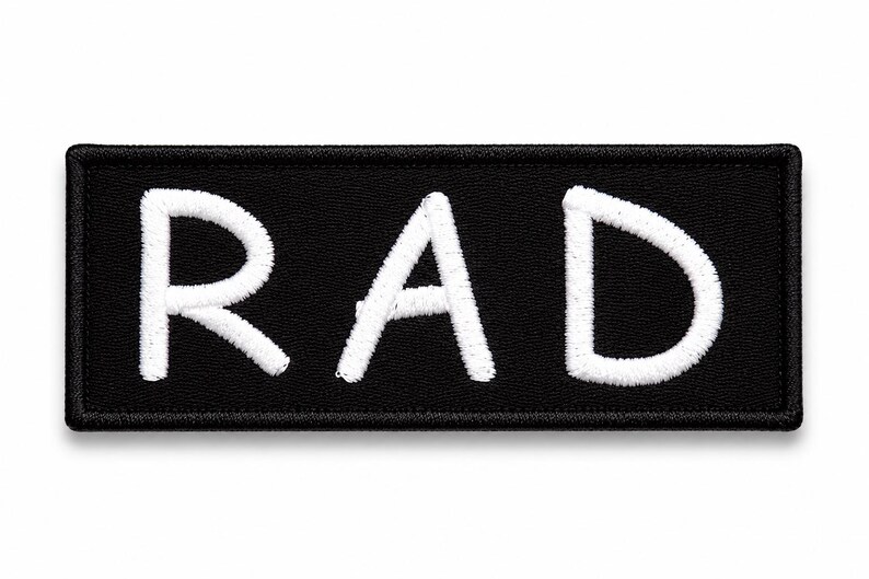 Rad Patch/Iron-on Patch/Retro 80s Vintage Throwback/Surf Gear/Embroidered Sew-on Applique for Clothing Vest/Jacket Backpack Hats image 2