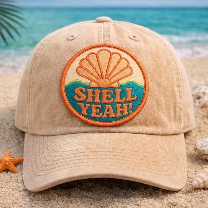 Shell Yeah! Patch/Iron-On Patch/Fun Ocean Vacation Coconut Girl/Beach Souvenir Gift/Sew-on Applique for Clothing, Hats, Tote Bags, Backpack image 2