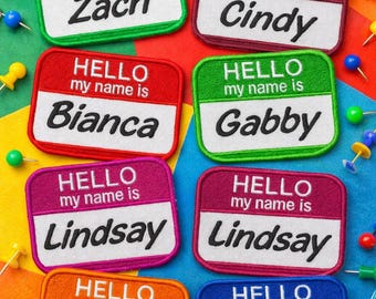 Hello My Name Is Custom Patch Name Patch Personalized Name Patch Name Tag with Hook Fastener Available