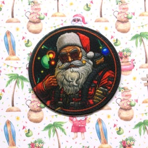 Christmas Tactical Santa Claus Patch Iron-on/Sew-on Applique for Stockings, for Jackets, for Clothing, Military Humor Patch, Festive Patch