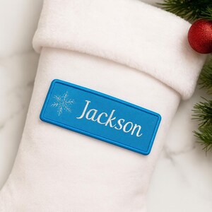 4"x1.5" Christmas Name Patch CUSTOM YOUR NAME Personalized Stocking Name Tag Embroidered Iron-on/Sew-on Premium Applique Festive Font 1 Each