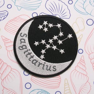 Sagittarius Zodiac Sign Constellation Patch Embroidered Iron-On/Sew-on Applique for Vest Jacket Clothing Backpack, Horoscope, Astrology Sign