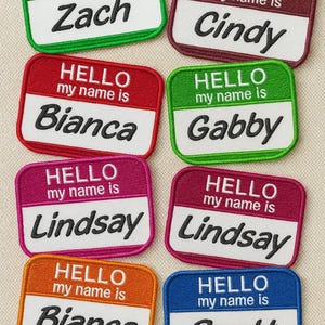 Hello My Name Is Custom Patch Name Patch Personalized Name Patch Name Tag with Hook Fastener Available