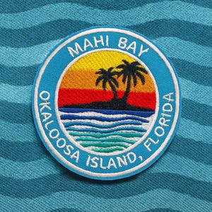 Custom Patch/Iron-On Patch/Personalized Tropical Island w/Palm Trees/Embroidered Sew-On Applique for Vest/Jacket, Clothes, Backpack Tote Bag image 3
