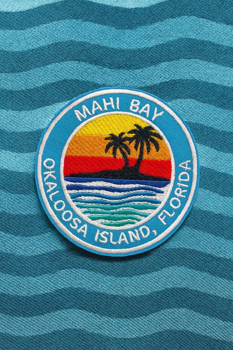 Custom Patch/Iron-On Patch/Personalized Tropical Island w/Palm Trees/Embroidered Sew-On Applique for Vest/Jacket, Clothes, Backpack Tote Bag image 3