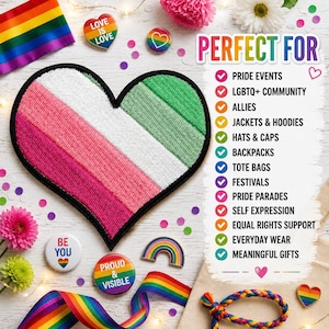 Abrosexual Heart Patch/Iron-On Patch/Love is Love, Gay Rights, Equal Rights, LGBTQ Gift/Embroidered Sew-On Applique for Clothing Jacket/Vest