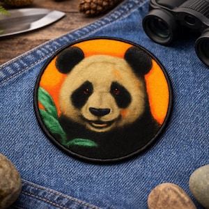 Panda Bear Patch/Iron-On Patch/Wild Animal Badge, China, Chinese Wildlife, Zoo Gift/Sew-on Applique for Clothing Vest/Jacket Backpacks