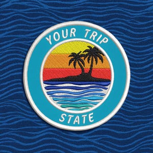 Custom Patch/Iron-On Patch/Personalized Tropical Island w/Palm Trees/Embroidered Sew-On Applique for Vest/Jacket, Clothes, Backpack Tote Bag image 10