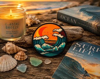 Parche de olas rompiendo en el océano/Parche termoadhesivo/Regalo playero/Recuerdo de vacaciones/Aplique para coser en ropa, bolso, mochila