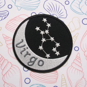 Virgo Zodiac Sign Constellation Patch Embroidered Iron-On/Sew-on Applique for Vest Jacket Clothing Backpack, Horoscope, Astrology Signs