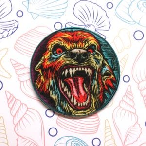 Undead Dog Patch Iron-on/Sew-on Applique for Vest Jacket Clothing, Halloween Costume, Horror Badge, Zombie Animal, Gothic, DIY Cosplay