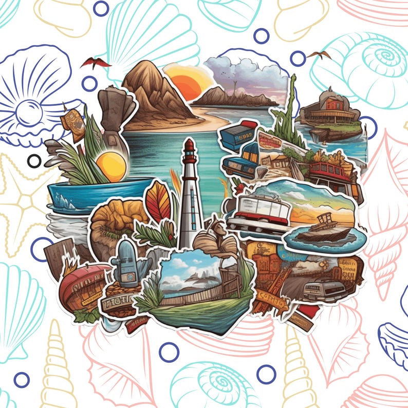 Beaches of America Sticker, Waterproof Vinyl Beach Lover Sticker, Ocean ...