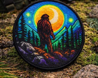 Bigfoot Patch/Iron-On Patch/Paranormal Badge/Mountains Forest Cryptid Creature/Sasquatch Myth & Legend/Sew-On Applique for Clothing Backpack