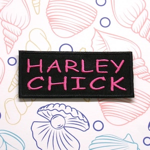 HARLEY CHICK Patch 4&quot; Embroidered Iron-on/Sew-on Applique for Motorcycle Jackets & Vest Biker Badge Women Riders Biker Babe Patch Biker Girl