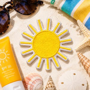 Sunshine Patch/Iron-On Patch/Beach Vibes/Summer Souvenir Gift/Tropical Ocean Waves/Sew-on Applique for Clothing Jacket Hat Tote Bag Backpack