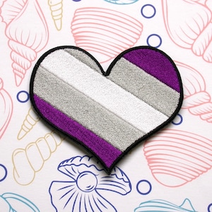 Grey Asexual Heart Patch, Embroidered Iron-On/Sew-On Patch, Love is Love Patch, Gay Rights Patch, Equal Rights Patch, LGBTQ Patch, Applique