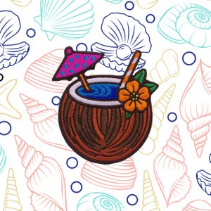 Coconut Drink Patch, Trucker Hat Patches, Summer Patch, Beach Patch, Retro Patch, Alcohol Patch, Preppy Patch Iron On Patch, Patch for Hat