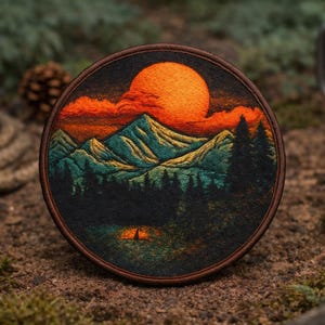 Mountain Patch/Iron-On Patch/Nature Badge/Travel Souvenir/Seek Adventure/Hiking & Camping/Sew-on Applique for Clothing Vest/Jacket Hats