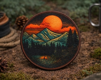Mountain Patch/Iron-On Patch/Nature Badge/Travel Souvenir/Seek Adventure/Hiking & Camping/Sew-on Applique for Clothing Vest/Jacket Hats