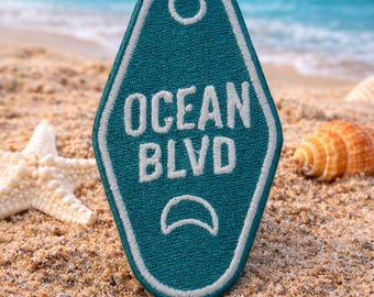 Ocean Blvd Patch/Iron-On Patch/Vintage Retro Motel Key/Beach Vibes Gift/Sew-on Applique for Clothing Vest/Jacket Hats Backpack Tote Bag