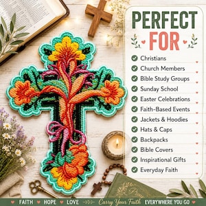 Christian Cross Patch/Iron-on Patch/Religious Faith/Bible Gift/Inspirational Crafts/Sew-on Applique for Clothing Vest/Jacket Hats Backpack