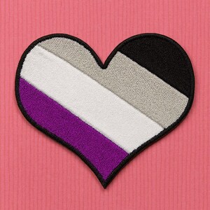 Asexual Heart Patch Embroidered Iron-On/Sew-On Applique, Love is Love Patch, Gay Rights Patch, Equal Rights Patch, LGBTQ Patch