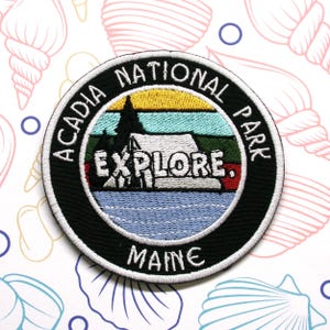 Acadia Patch Embroidered Iron-on Applique for Clothing for Backpack, National Park Patch Maine Patch Nature Lovers Badge, Hikers & Travelers