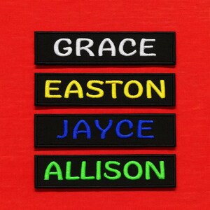 1" T x 4" W Custom Name Patch/Iron-On Patch/Embroidered Sew-on Applique for Vest, Jacket, Clothing, Backpack, Personalized Name Tag Patches image 4