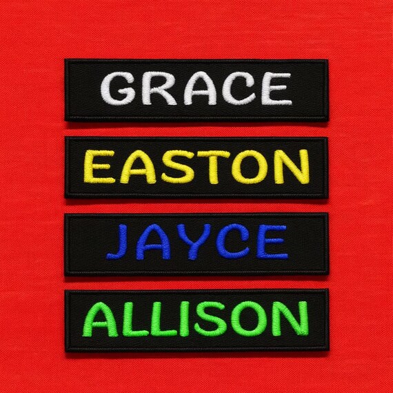 1" T x 4" W Custom Name Patch/Iron-On Patch/Embroidered Sew-on Applique for Vest, Jacket, Clothing, Backpack, Personalized Name Tag Patches