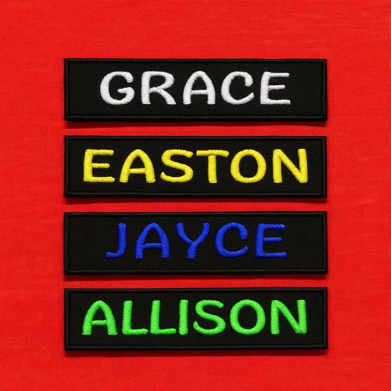 1" T x 4" W Custom Name Patch/Iron-On Patch/Embroidered Sew-on Applique for Vest, Jacket, Clothing, Backpack, Personalized Name Tag Patches image 4